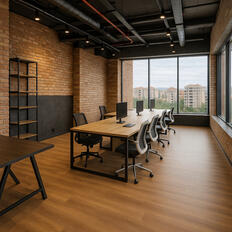 Ankara'da yapılmış endüstriyel tarz ofis tadilatı, açık tavan, brüt beton ve modern ofis tasarımı