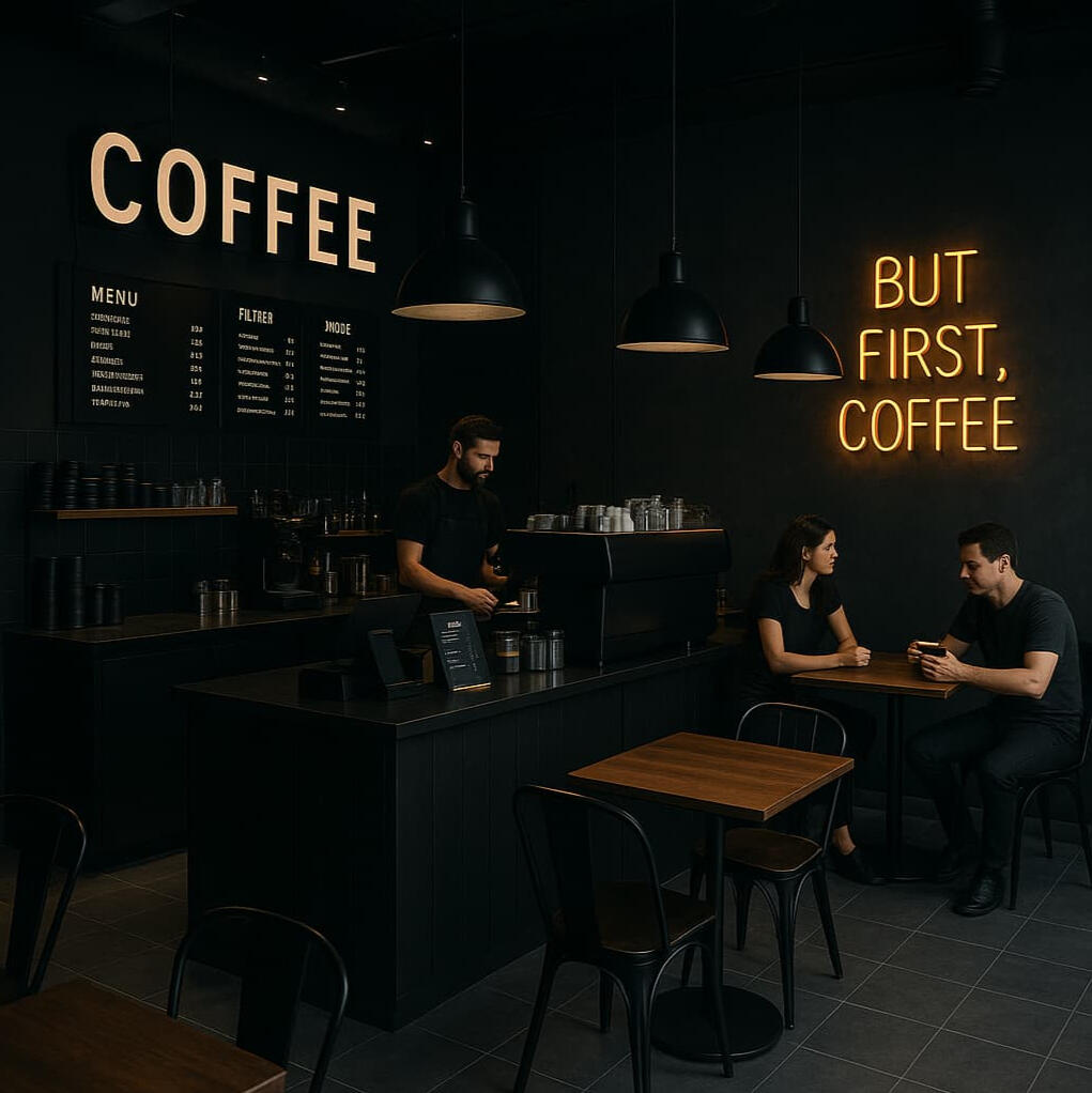 Kahve Dükkanı Tadilatı – Sıcak ve Modern Kafe İç Mekan Tasarımı Ankara’da tadilatı tamamlanmış kahve dükkanı, ahşap detaylı dekorasyon ve modern oturma düzeniyle iç mekan görünümü